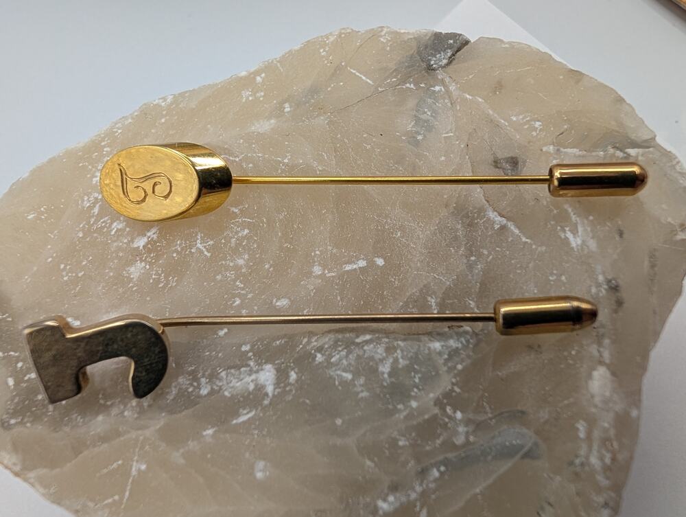 VTG Gold Tone Initial "J" Set of 2 Stick Pins